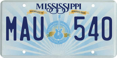 MS license plate MAU540