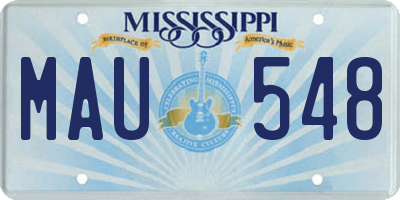 MS license plate MAU548