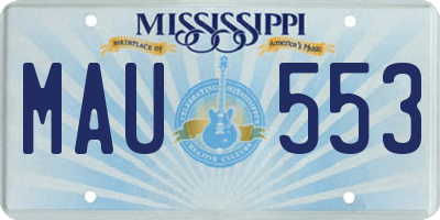 MS license plate MAU553