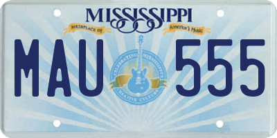 MS license plate MAU555
