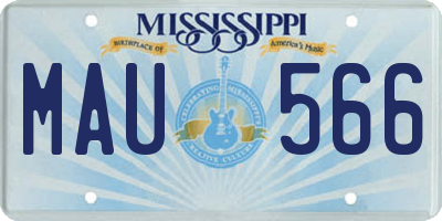 MS license plate MAU566