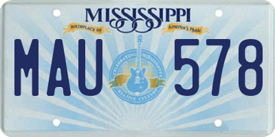 MS license plate MAU578