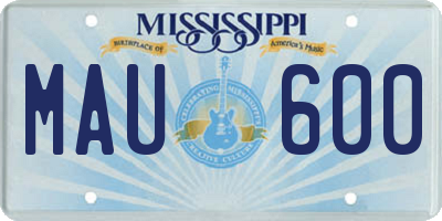 MS license plate MAU600