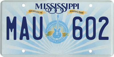 MS license plate MAU602