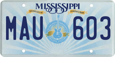 MS license plate MAU603