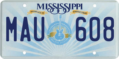 MS license plate MAU608