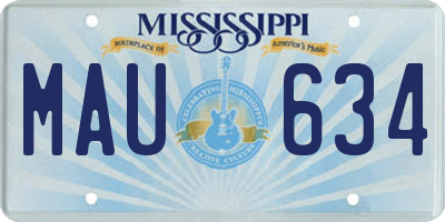 MS license plate MAU634