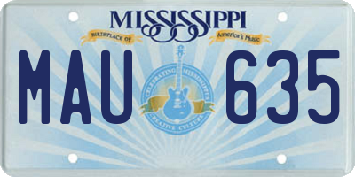 MS license plate MAU635