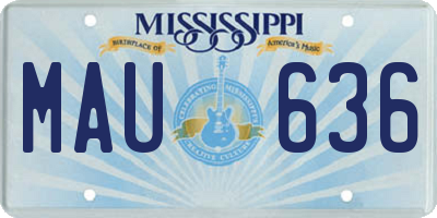 MS license plate MAU636