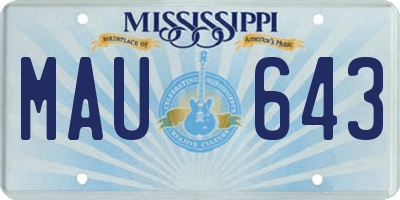 MS license plate MAU643