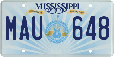 MS license plate MAU648