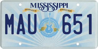 MS license plate MAU651