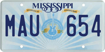 MS license plate MAU654