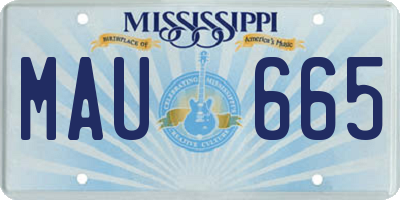 MS license plate MAU665