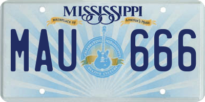 MS license plate MAU666