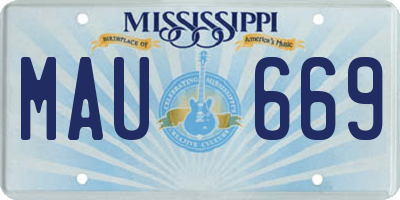 MS license plate MAU669