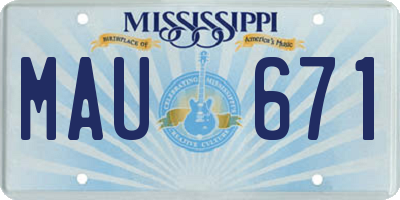MS license plate MAU671