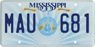 MS license plate MAU681