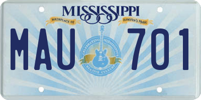 MS license plate MAU701