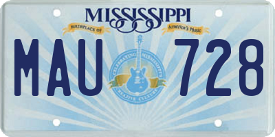 MS license plate MAU728