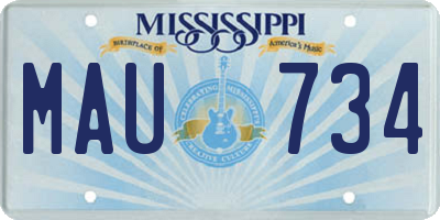 MS license plate MAU734