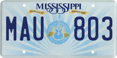 MS license plate MAU803