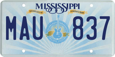MS license plate MAU837