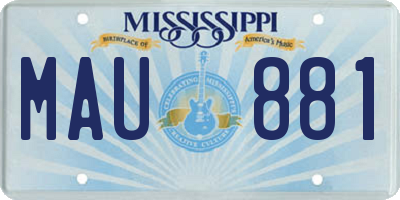 MS license plate MAU881