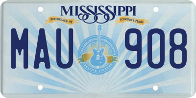 MS license plate MAU908