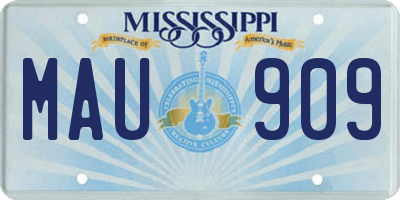MS license plate MAU909