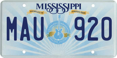 MS license plate MAU920
