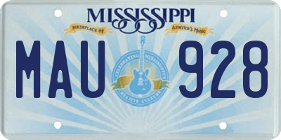 MS license plate MAU928