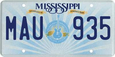 MS license plate MAU935