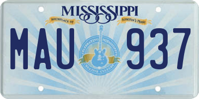 MS license plate MAU937