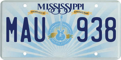 MS license plate MAU938