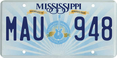 MS license plate MAU948