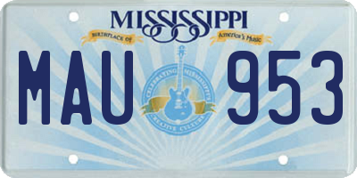MS license plate MAU953