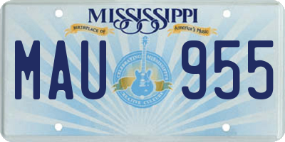 MS license plate MAU955