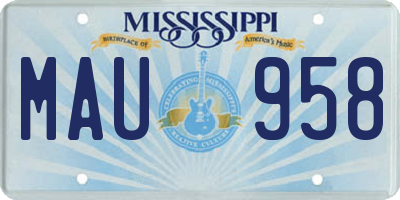 MS license plate MAU958