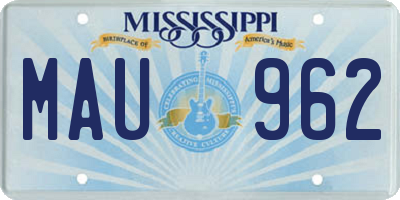MS license plate MAU962