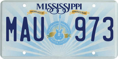 MS license plate MAU973