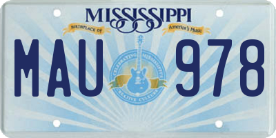 MS license plate MAU978