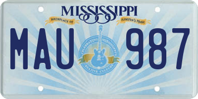 MS license plate MAU987