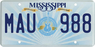 MS license plate MAU988