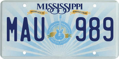 MS license plate MAU989