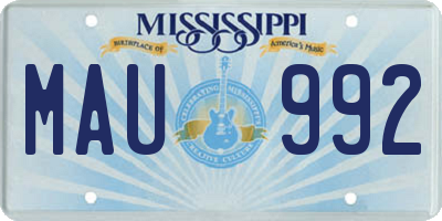 MS license plate MAU992