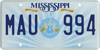 MS license plate MAU994
