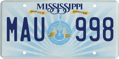 MS license plate MAU998
