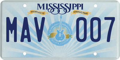 MS license plate MAV007