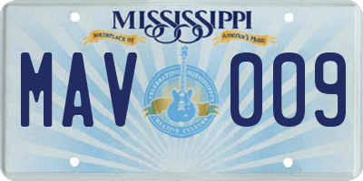 MS license plate MAV009